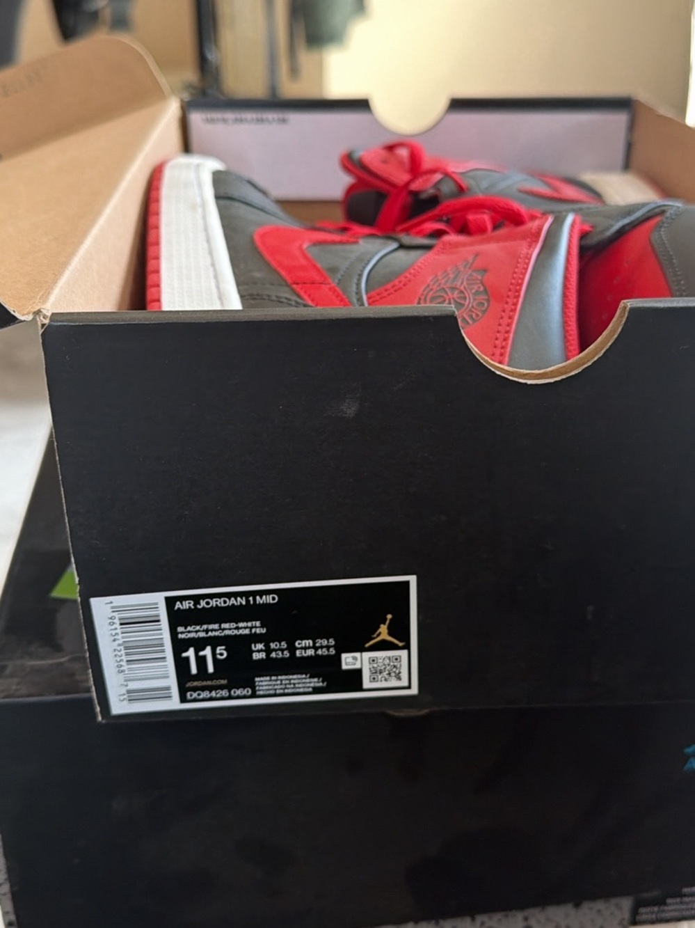 Jordan Air 1 Mid Sneakers — Black & Red